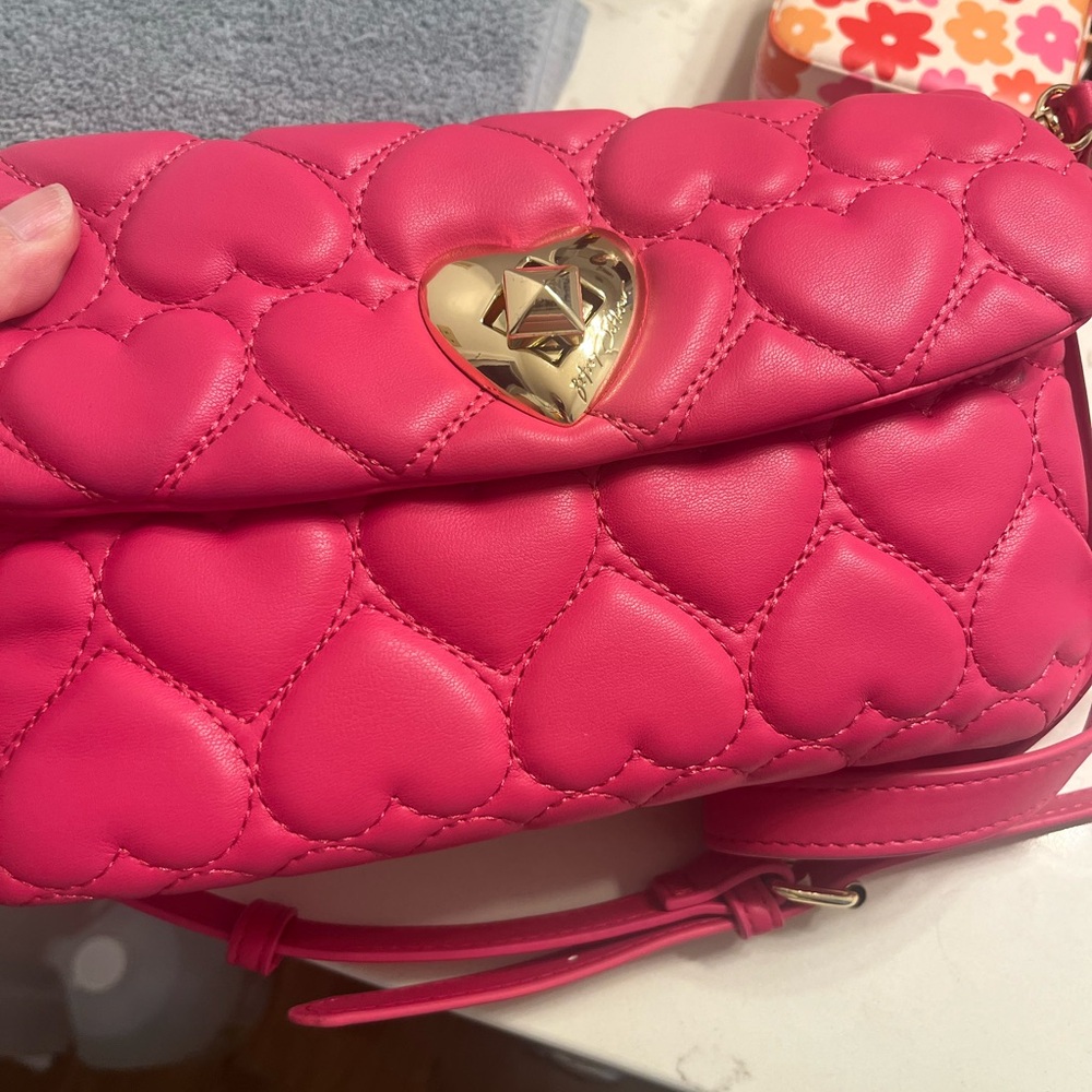 Betsey Johnson Pink Quilted Heart Bag